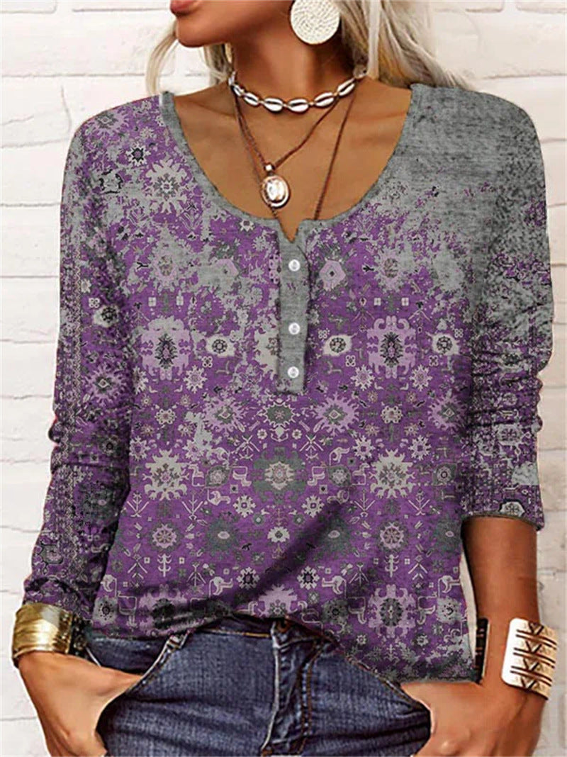 Blouse Imprimé Abstrait Vintage